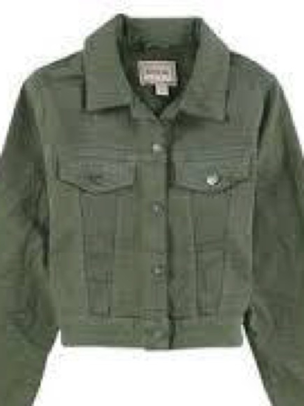 Guess Olive Green Cropped Jean Jacket - Women